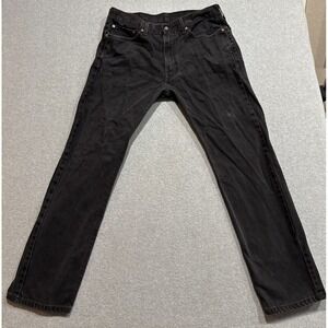 Levis 505 36x32 Regular Fit Straight Leg Black Denim Mens Jeans Slight Distress
